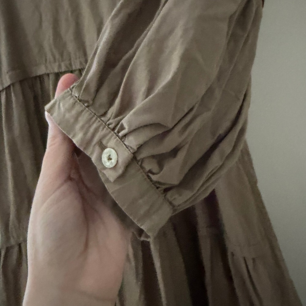 Free People Syd Poplin Midi Dress Tiered Puff Sleeve Womens Size S - Picture 6 of 10